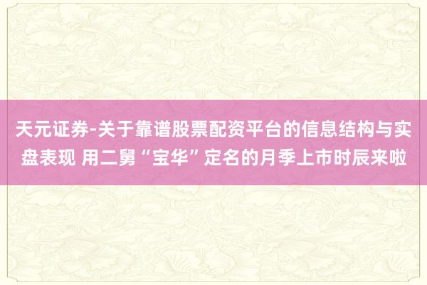 天元证券-关于靠谱股票配资平台的信息结构与实盘表现 用二舅“宝华”定名的月季上市时辰来啦
